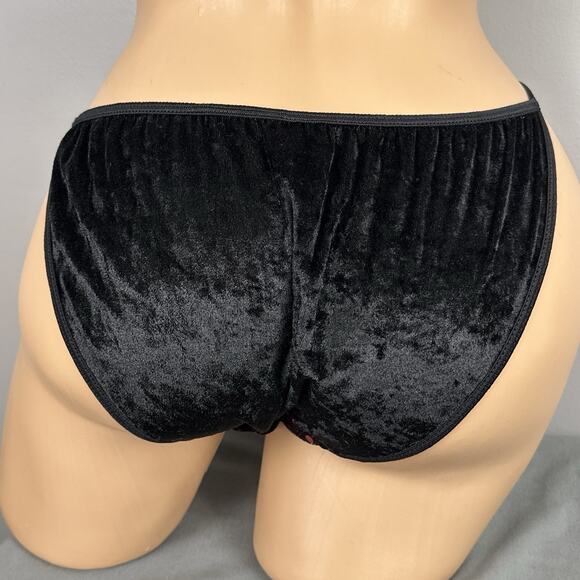 Vintage Van Mar String Bikini Panties Sz 6 Medium Red Black Velvet Foil Dot Y2K - Picture 6 of 9